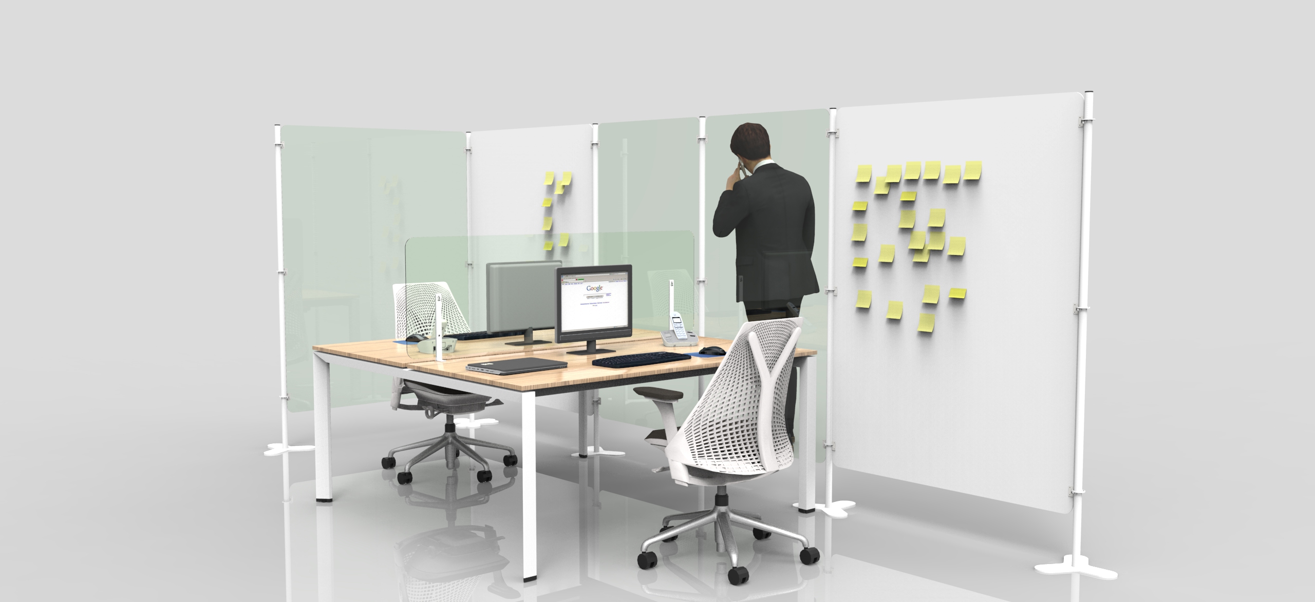 Riflesso screen di separazione ufficio contro coronavirus Level Office Landscape