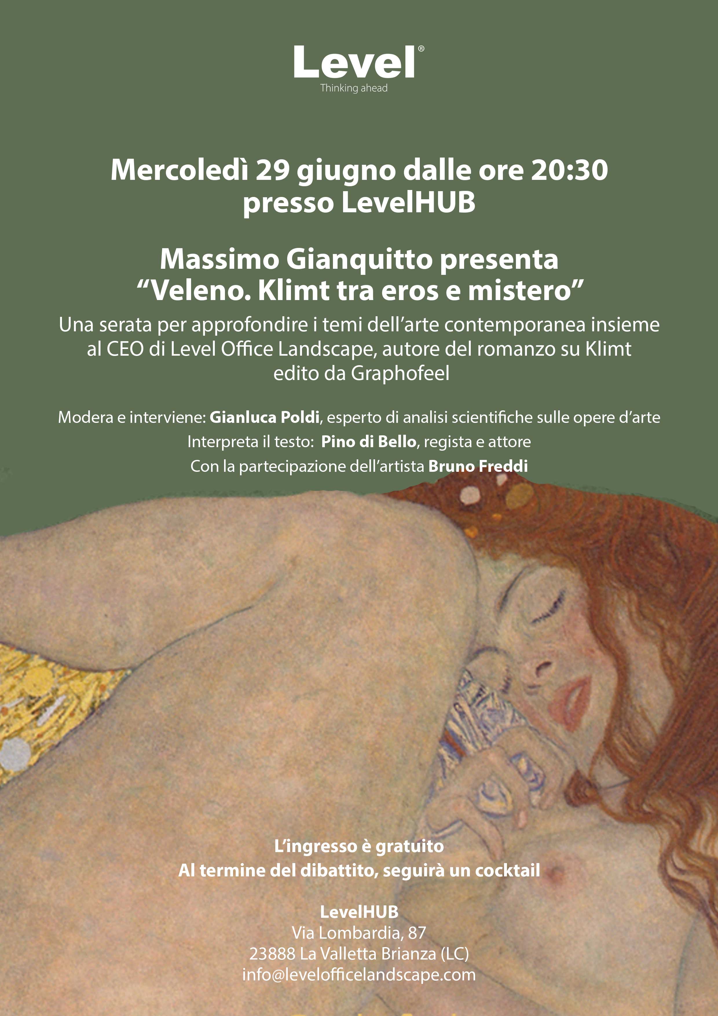 Locandina-Presentazione-libro-Klimt-Massimo-Gianquitto-Level-Office-Landscape